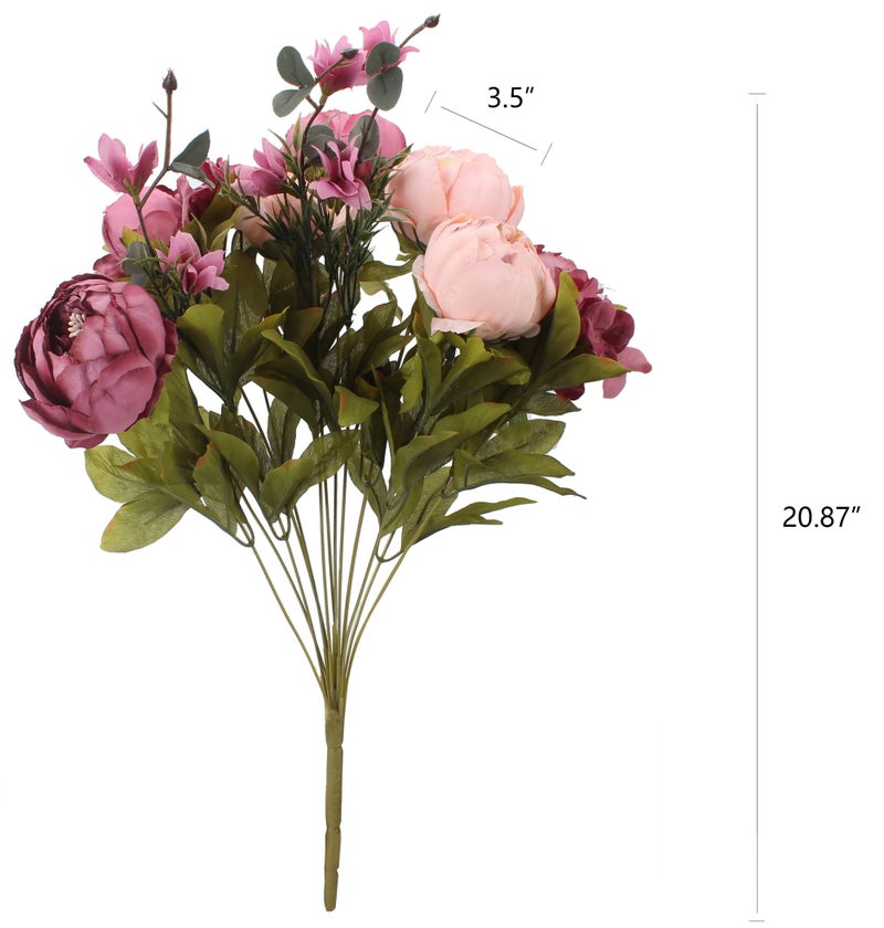 Duovlo Fake Flowers Vintage Artificial Peony Silk Flowers Wedding Home Decoration,Pack of 1 (New Sweetened Bean) - Image 2